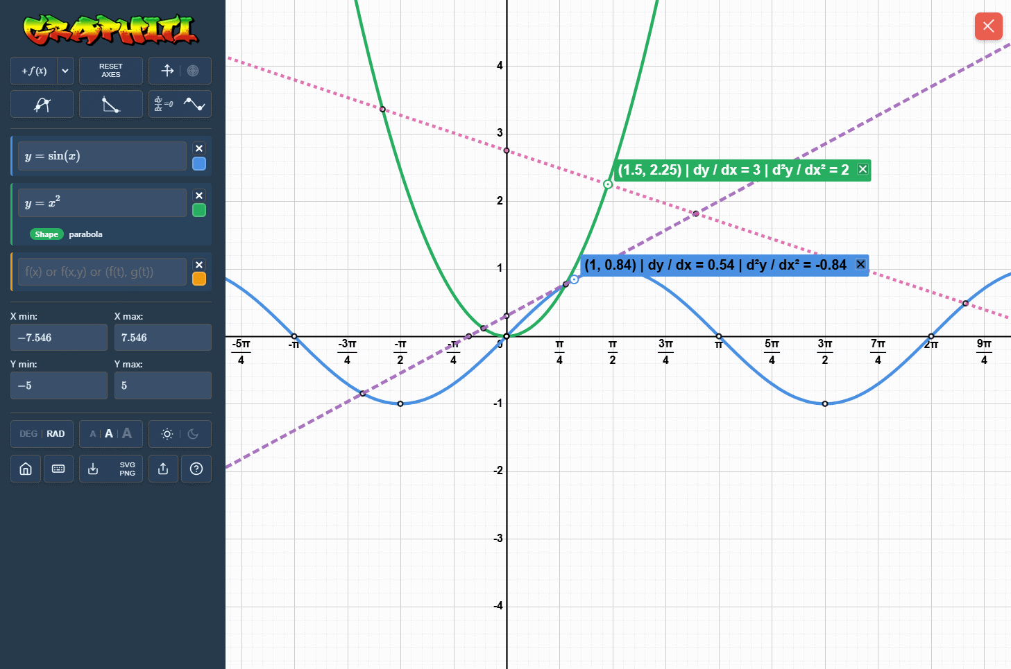 Graphiti can add interactive tangents and normals.