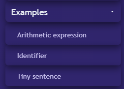 Syntaxor provides example grammars and strings to help you get started quickly.